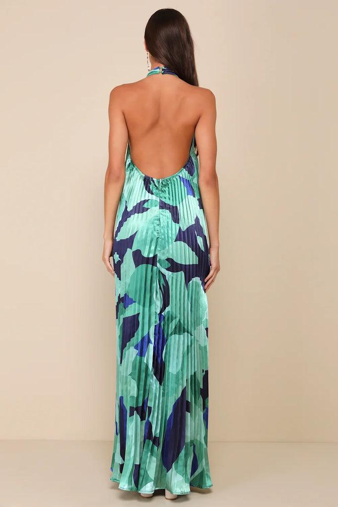 green emerald velvet dress Santiago Cut-Out Ruffle Maxi Dress Sage– Selfie Leslie main image 1