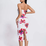 Floral Print Strapless Midi Dress