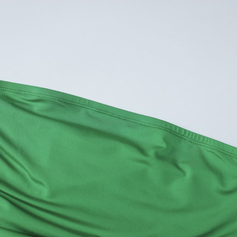 Strapless Bodycon Midi Dress With Gloves Green