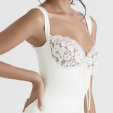 Elegant Minimalistic Mini Dress White Lace