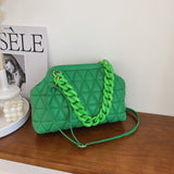 Thick Chain Color Handbag Green