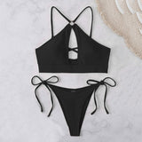 2-Piece Halter Top Bikini Black