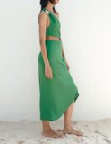 One Shoulder Cut Out Asymmetrical Midi Dress Green