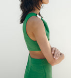 One Shoulder Cut Out Asymmetrical Midi Dress Green