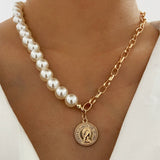 Bohemian Chain Necklace Pearl/Coin