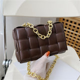 Quilted Square Crossbody Handbag Brown