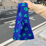 Numbered Cloth Tote Bag Blue
