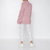 Bubble Sleeve Oversized Knit Sweater Pink