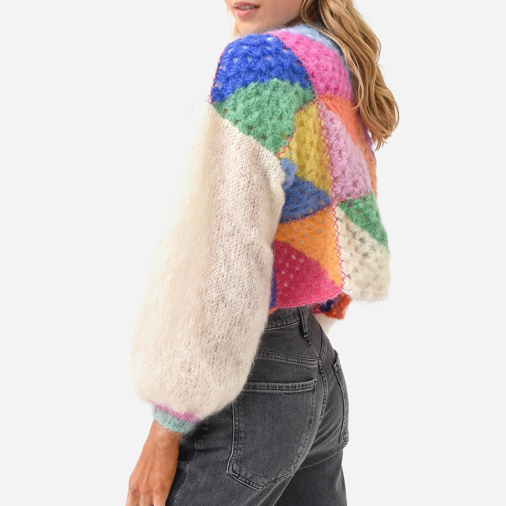 Colored Patchwork Knit Sweater