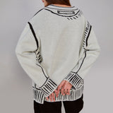 Doodle Graphic Knit Cardigan White