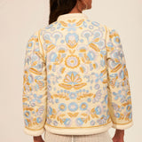 Floral Embroidered Cotton Jacket White