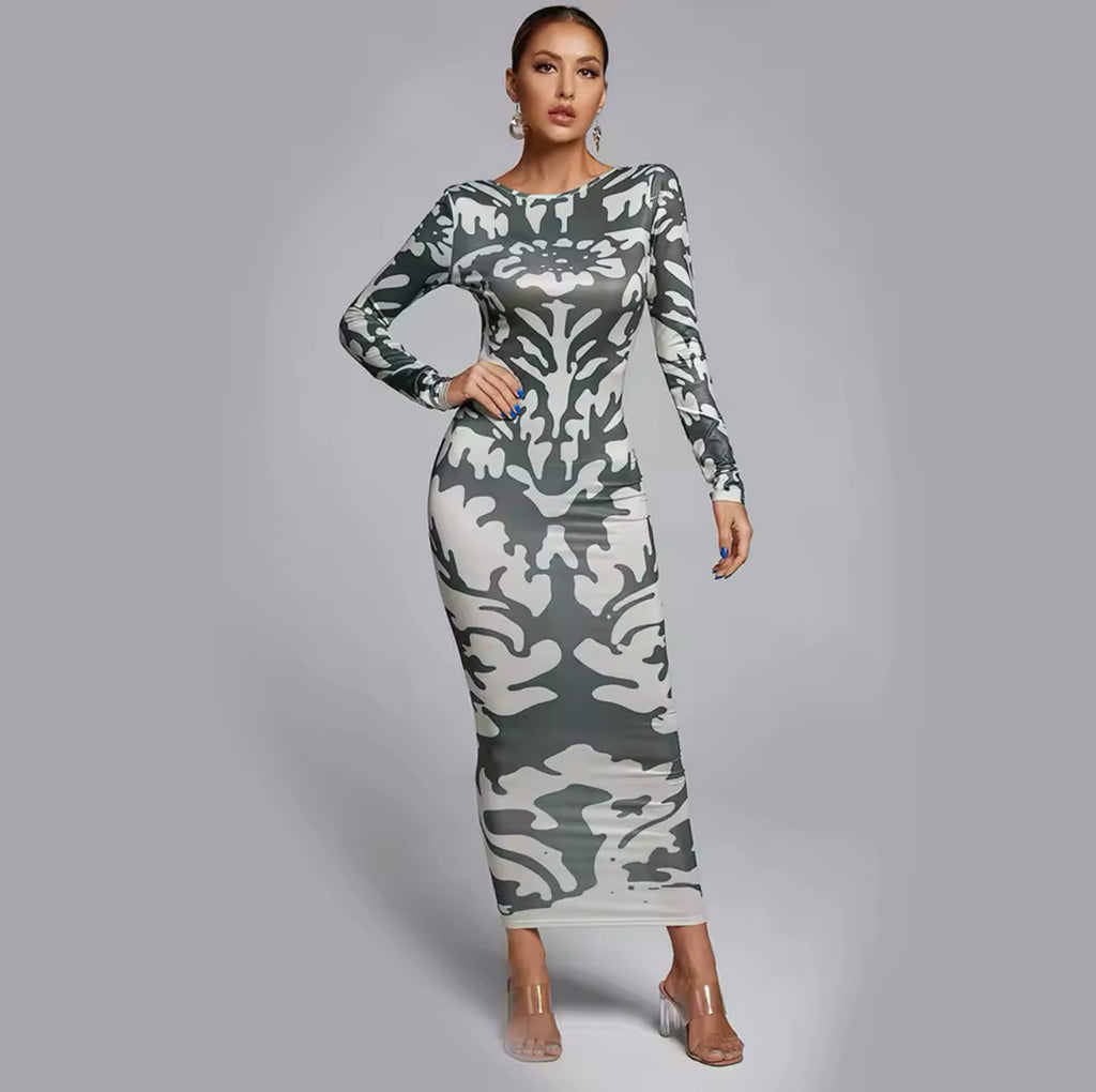 Backless Printed Bodycon Maxi dress Backless Printed Bodycon Maxi dress