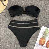 2-Piece Mesh Detail Bikini Black
