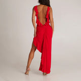 Low Back Bum Ruching Dress Red