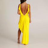 Low Back Bum Ruching Dress Yellow