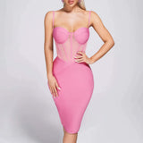 Pink Corset Bandage Midi Dress Pink