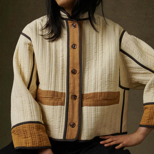 Quilted Patchwork Jacket Cream