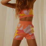 Knitted Print Cami Top and Shorts Matching Set Orange Print