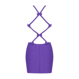 Cut Out Bodycon Mini Halter Dress Purple