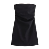 Sleeveless Ruched Mini Dress Black