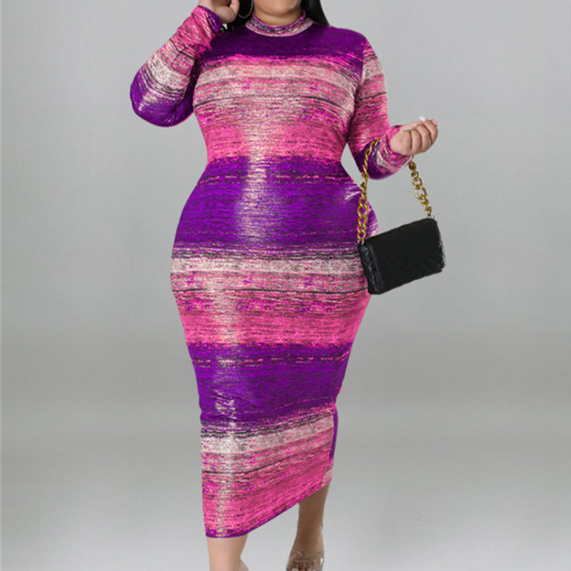 purple tie dye bodycon dress L I V D Women's Cindy Tie Dye Bodycon Dress, Coral Yellow, 3X