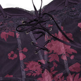 Floral Print Double-Layered Mesh Maxi Dress Black