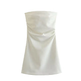 Sleeveless Ruched Mini Dress White