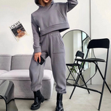2-Piece Basic Cropped Hoodie and Sweatpants Set
