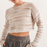 Space Dye Cropped Knit Sweater Ivory
