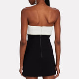 Strapless Embellished Two-Tone Mini Dress Black-White