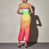 Strapless Sequin Ombre Maxi Dress Multi