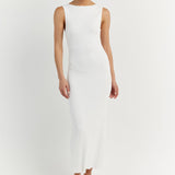 Cotton Sleeveless Knitted Maxi Dress White