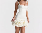 Sleeveless Ruffle Hem Mini Dress White