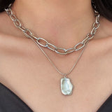 Bohemian Chain Necklace Silver Liquid Drop