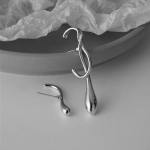 Asymmetrical Water Drop Earrings Silver