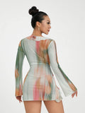 Tie-Dye Mesh Dress