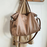 Soft Faux Leather Handbag Khaki