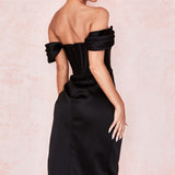 Sleeveless Satin Corset Mini Dress Black