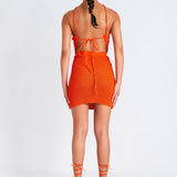 Knitted Halter Matching Skirt Set Orange