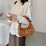 Faux Leather Scrunched Bag Brown