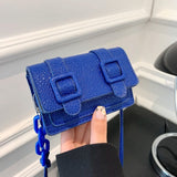 Chain Faux Leather Mini Bag Blue