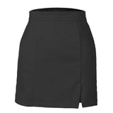 Suede Zipper A-Line Mini Skirt Black