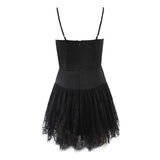 Solid Slip Lace Mini Dress Black