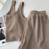 2-Piece Casual Shorts Sleepwear Set Brown