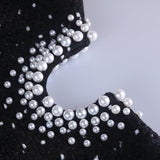Pearl Embellished Mini Dress Black