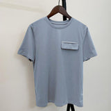 Basic Cotton Solid Pocket T-Shirt Blue