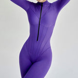 Sleek Zipper Jumpsuit Purple