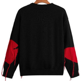 Knitted Heart Pullover Oversize Sweater Black