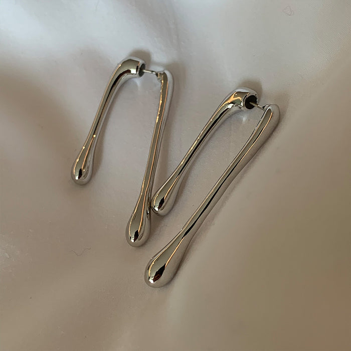 Geometric Drop Earrings Silver