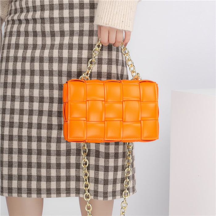 Quilted Square Crossbody Handbag Orange